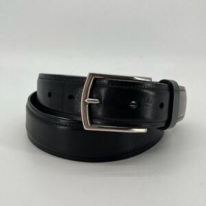 Shinola Leather Belt Mens 34 Black Dress Classic Made in USA Silver Tone Buckle